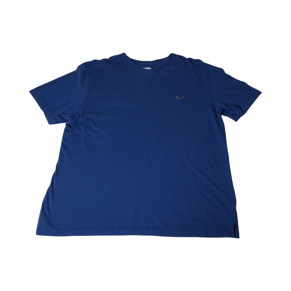 Greg Norman Mens XL Blue Short Sleeve Cotton Shark Logo Crew Neck T-Shirt